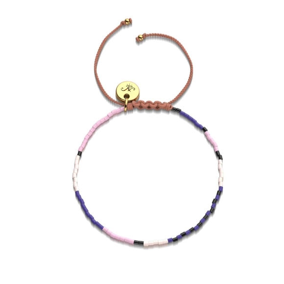 Purple, Lilac, White Japanese Miyuki Summer Adjustable NOGU Bracelet - Picture 3 of 4